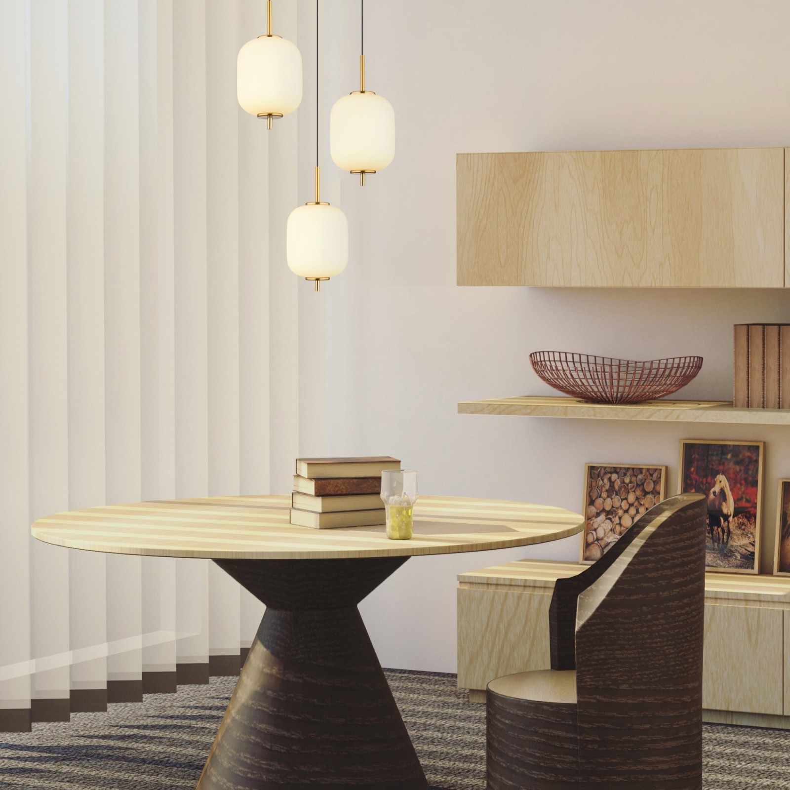 LED-Hängeleuchte - messingfarben-schwarz - 220 cm