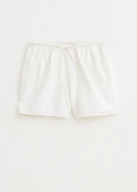 Short met geweven patroon wit (WIT)
