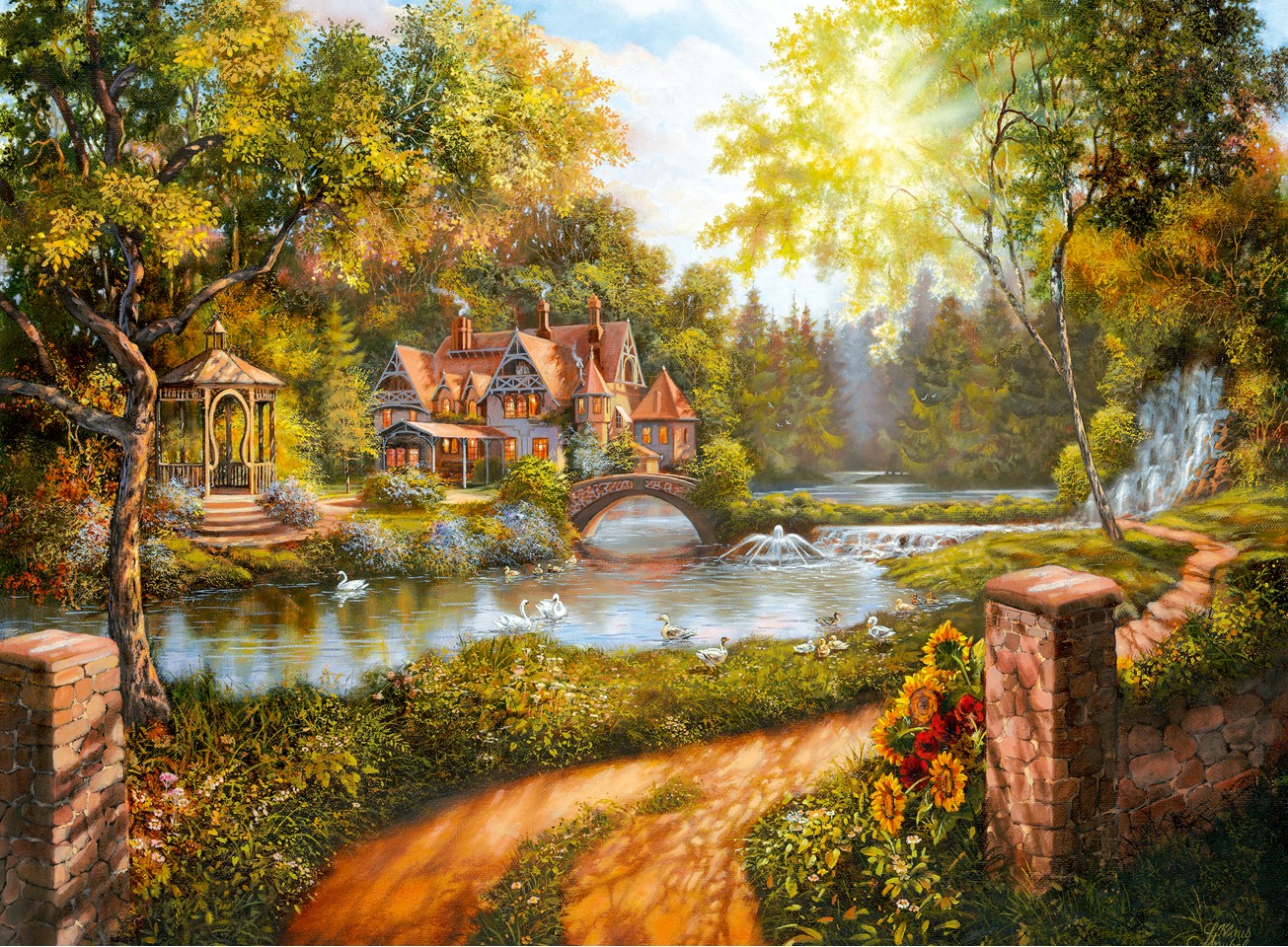 Ravensburger - Puslespil Cottage By The River 500 brikker