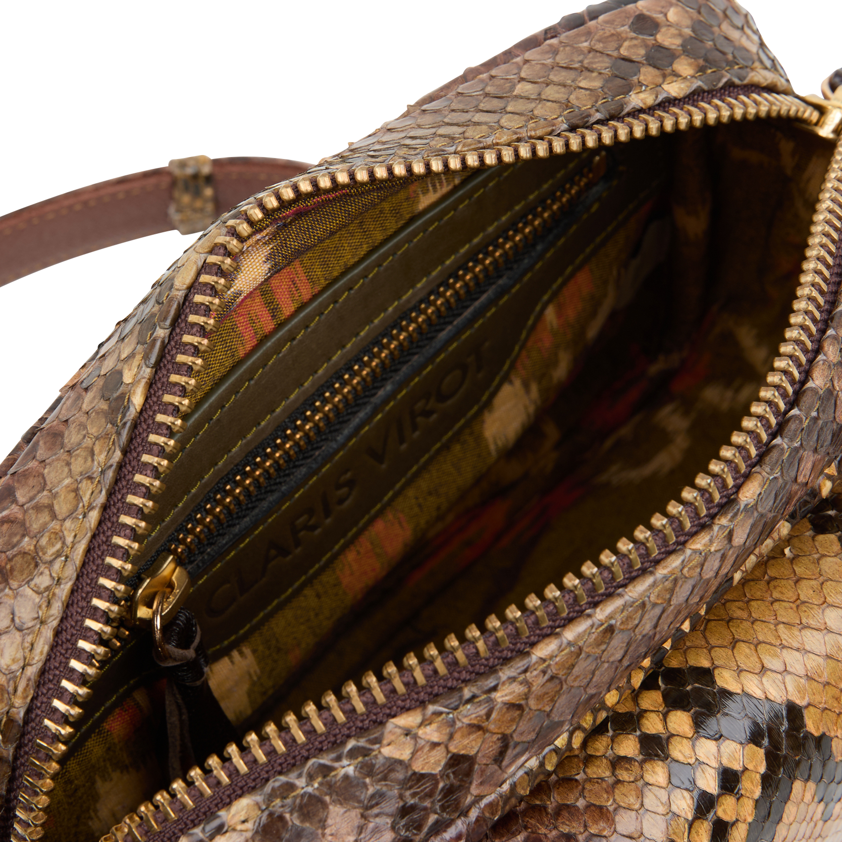CHARLY - Sac porté croisé en cuir python | Marron