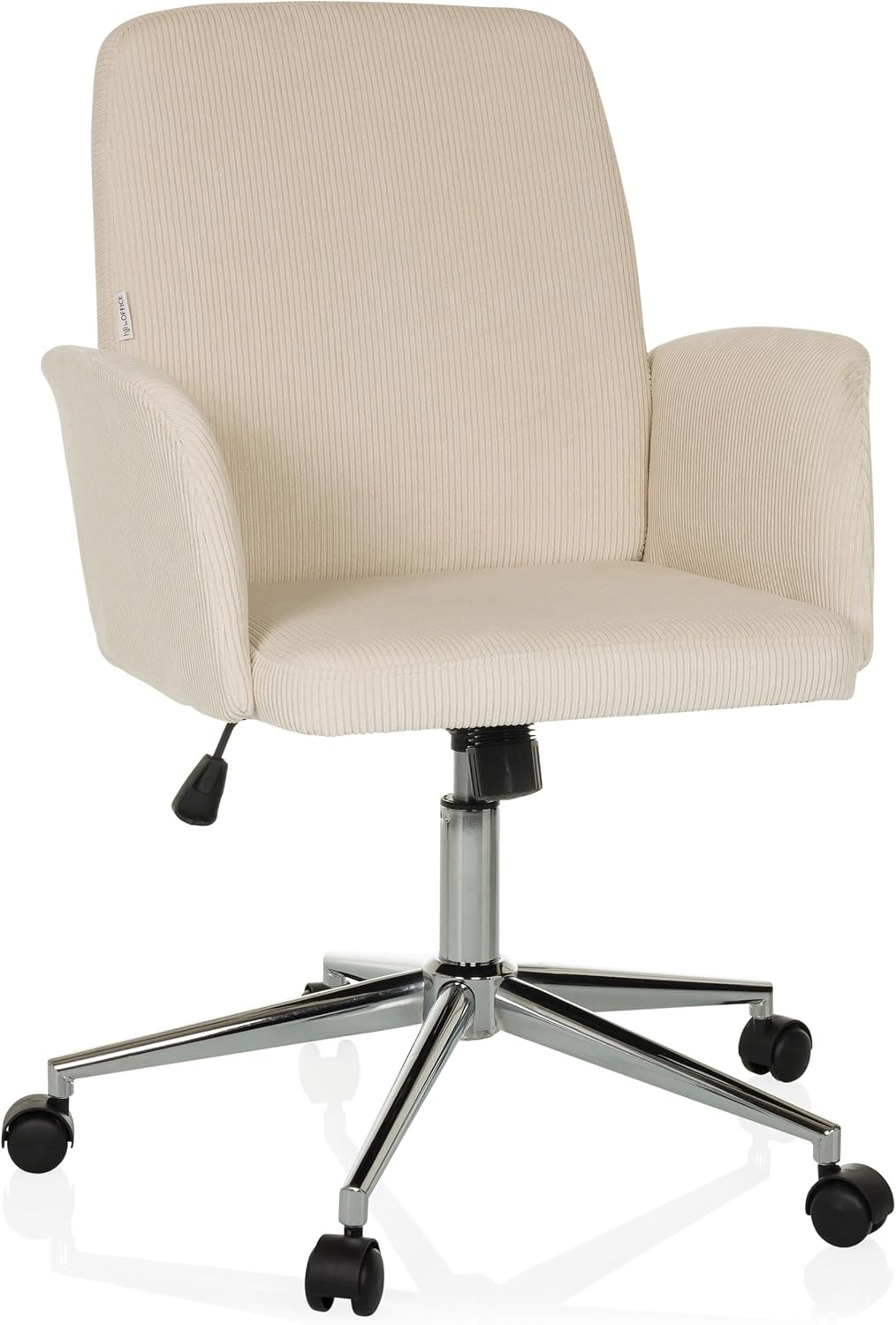 hjh OFFICE Homeoffice Stuhl gepolstert mit Cord-Optik SOLAO Cord Schreibtischstuhl Drehstuhl mit Rollen höhenverstellbar, Beige