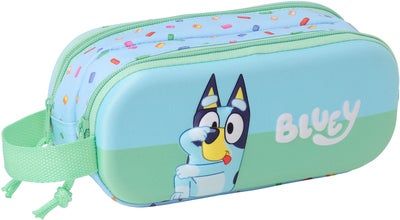 Bluey 3D Dobbeltpennal, Grønn/Blå
