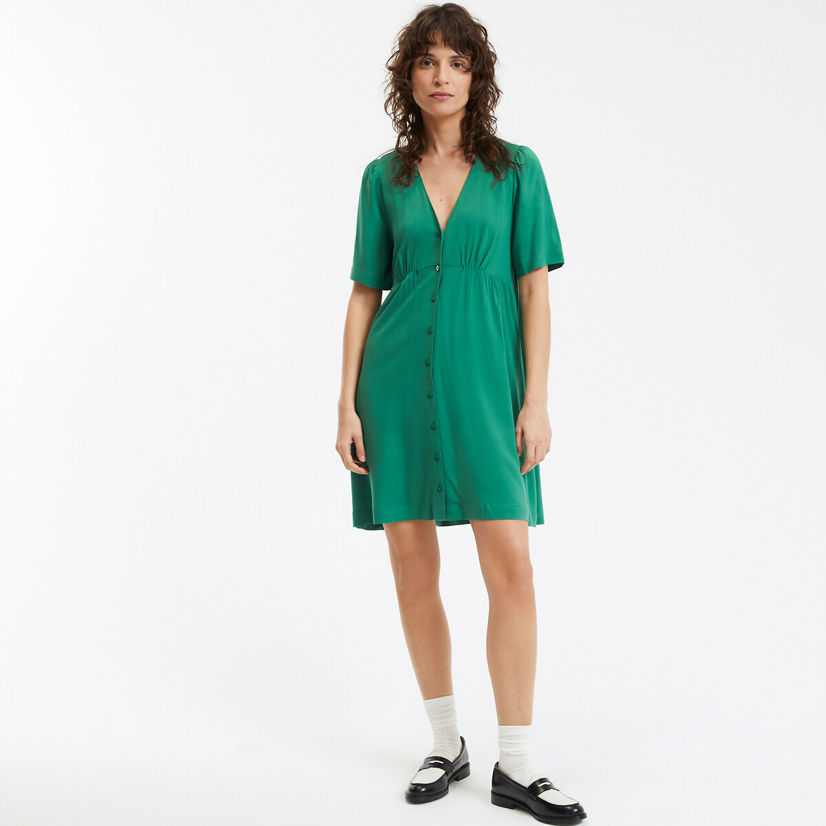 COLEÇÃO LA REDOUTE<br>Vestido curto evasê, decote em V