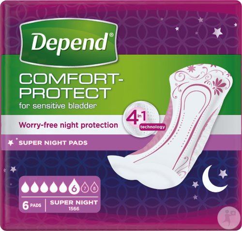 Depend Protège-Slip Femmes Incontinence Et Fuites Urinaires Serviette Super Night 6 Pièces