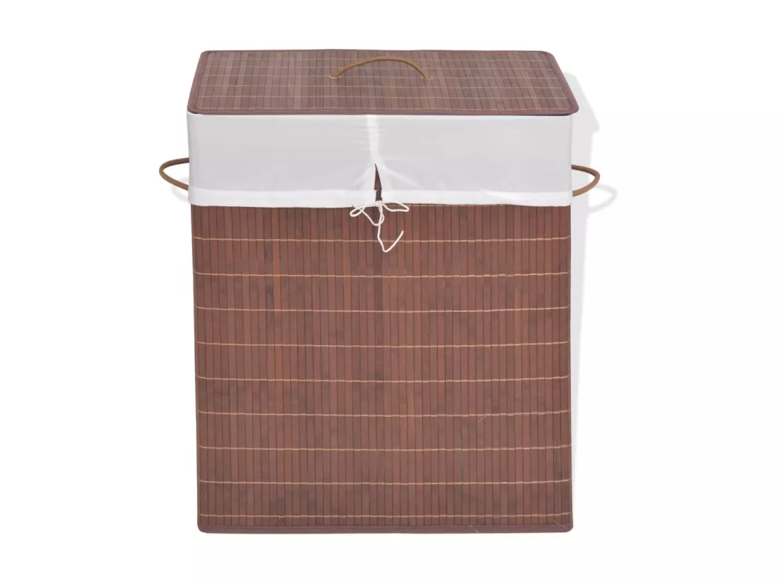 Panier à linge rectangulaire Bambou Marron 2
