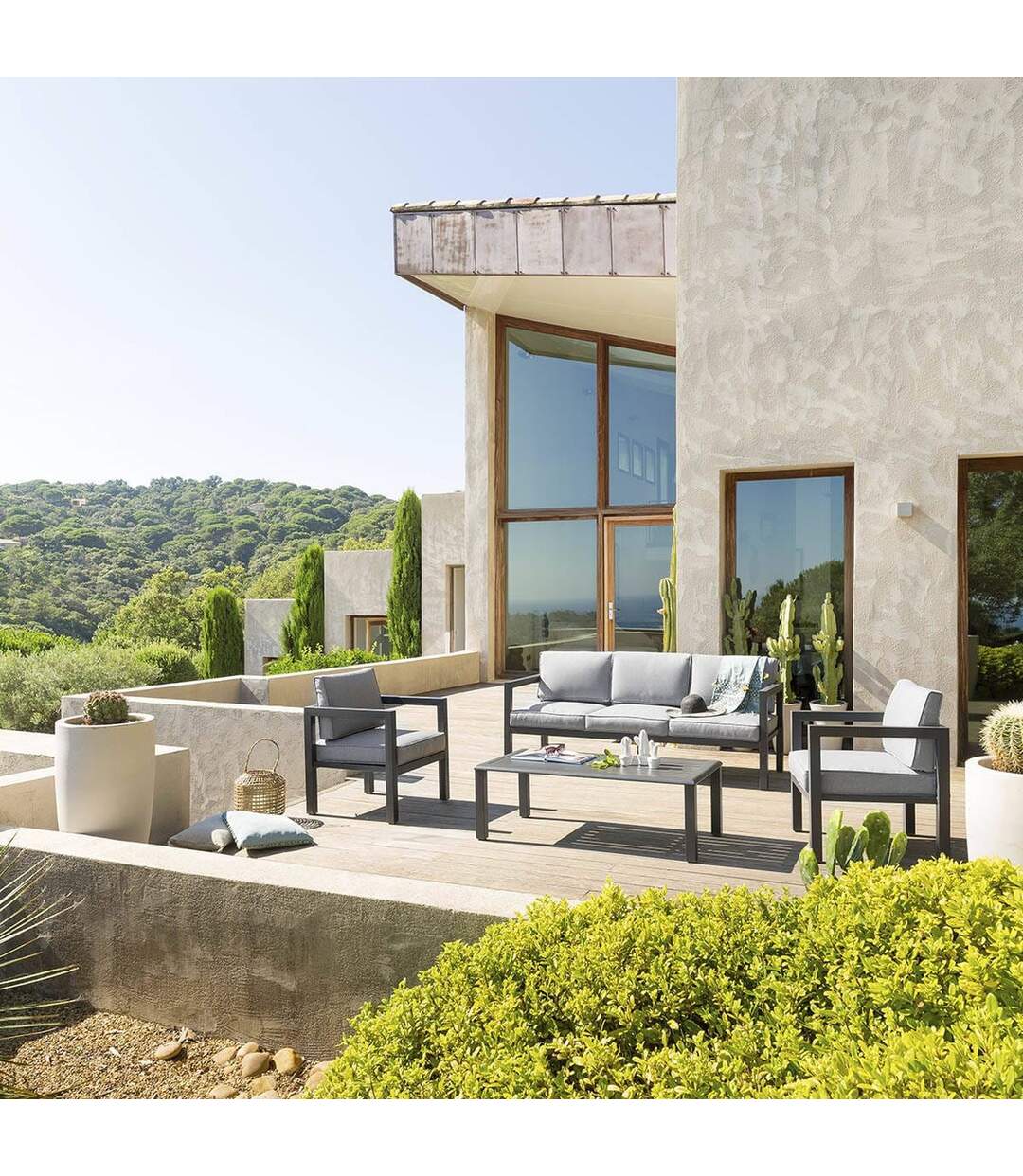Salon de jardin Azua - 5 Places - Gris graphite