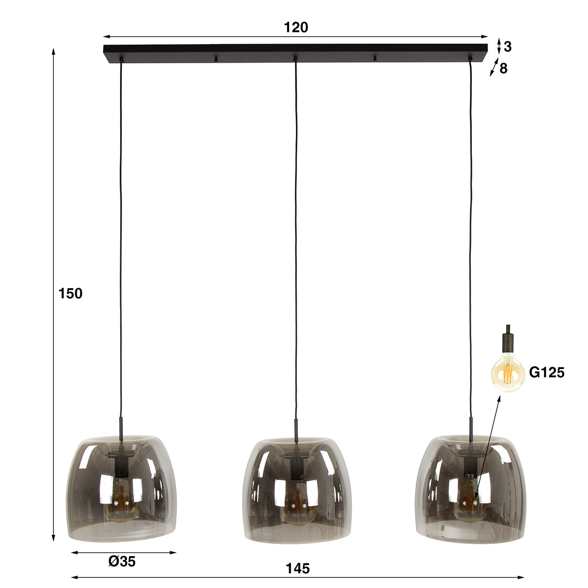 Hanglamp Travolta 3L