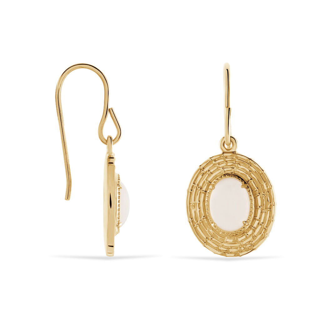 Boucles D'oreilles Pendantes Linna Plaqué Or Jaune Pierre De Lune
