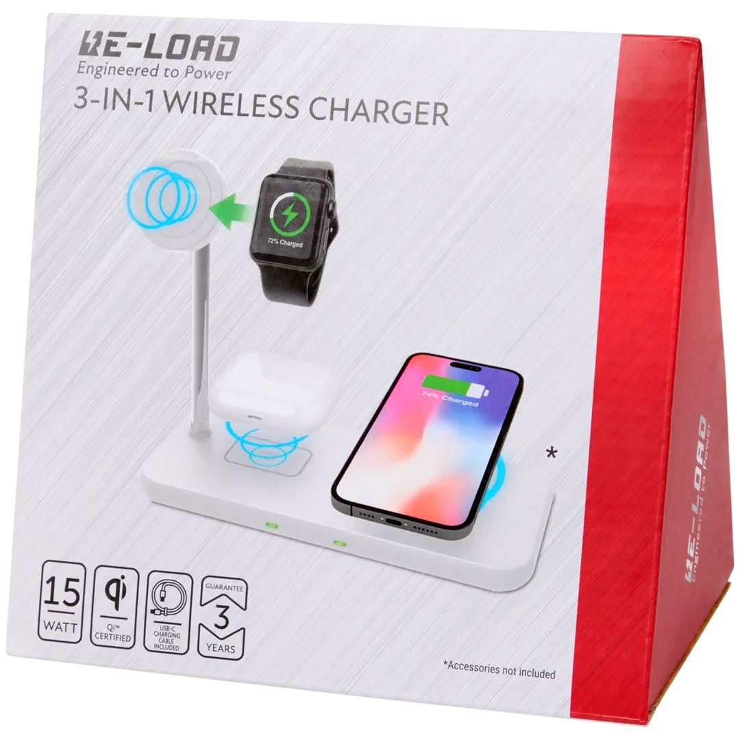 Re-load 3-in-1 draadloze oplader 15 watt | diverse kleuren