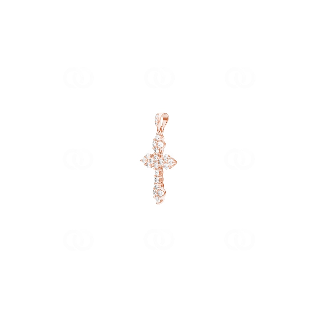 Anhänger 750/18 K Roségold Kreuz mit Brillanten 0.50 ct H/si