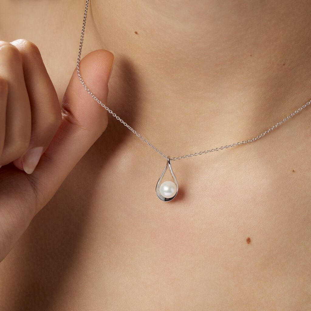 Collier Loren Argent Blanc Perle De Culture