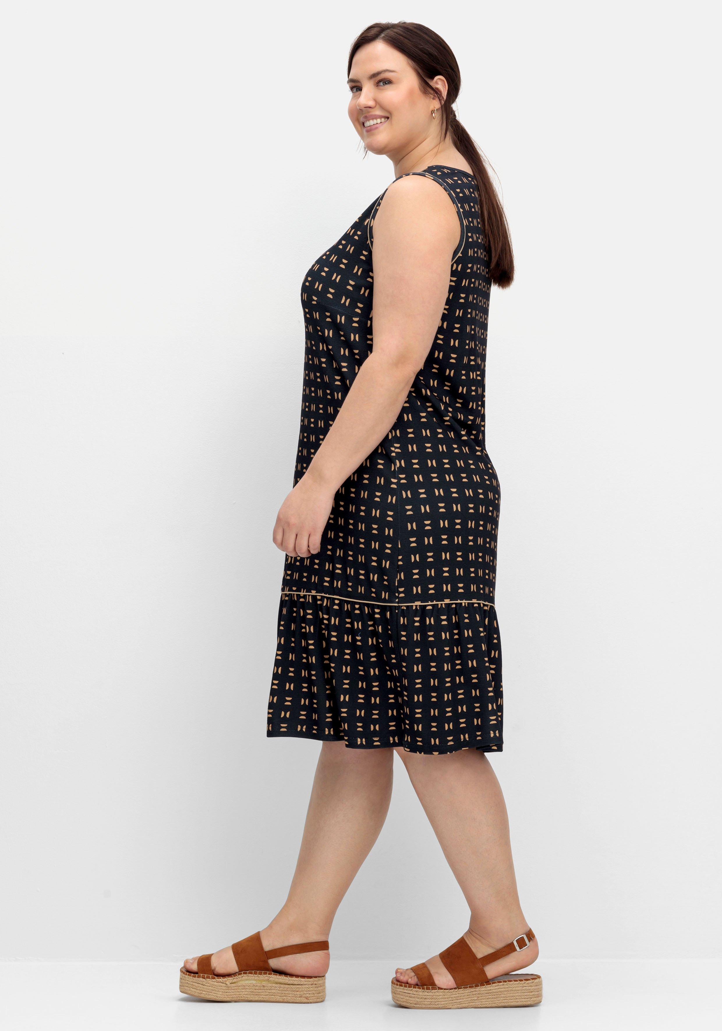 Ärmelloses Jerseykleid mit Volant am Saum