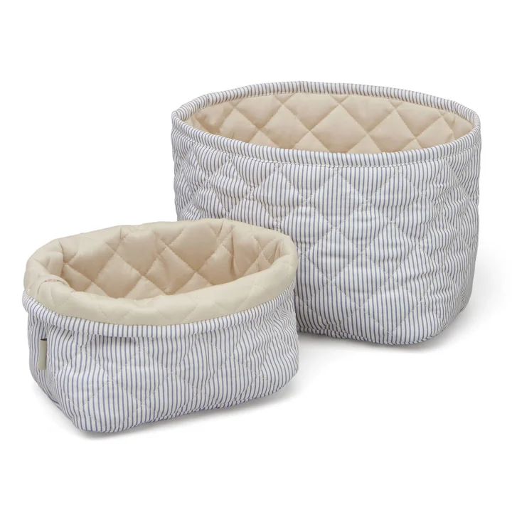 Cam Cam Copenhagen - Gesteppte Aufbewahrungskörbe, classic stripes blue / praline (2er-Set)