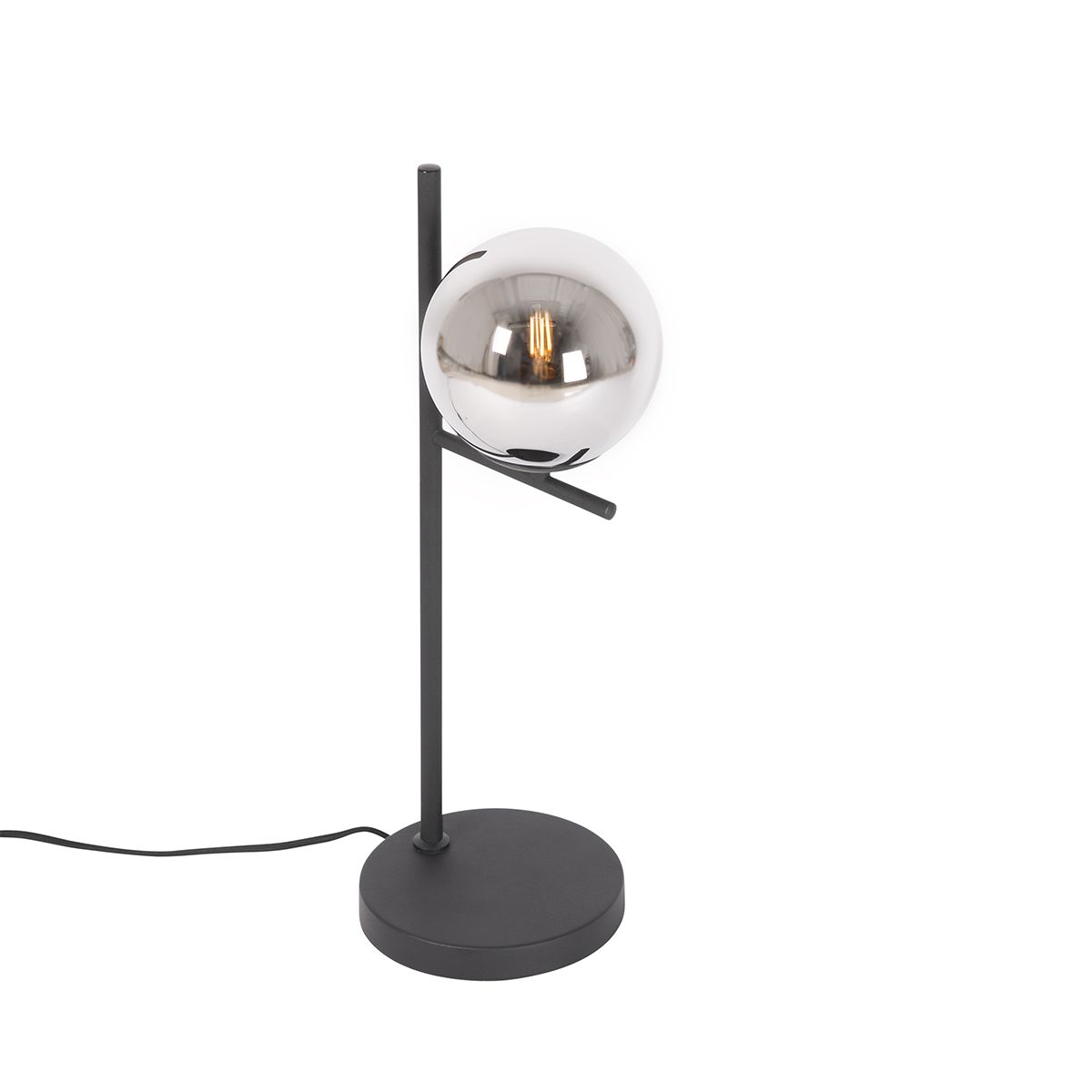 Art Deco tafellamp zwart en smoke glas - Flore