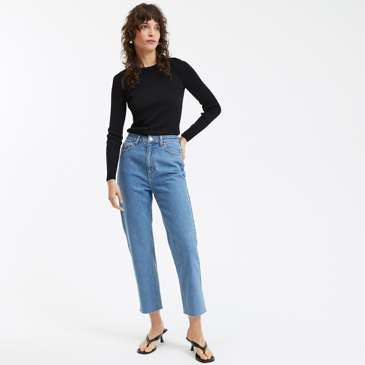 COLEÇÃO LA REDOUTE<br>Suéter em malha fina com gola redonda