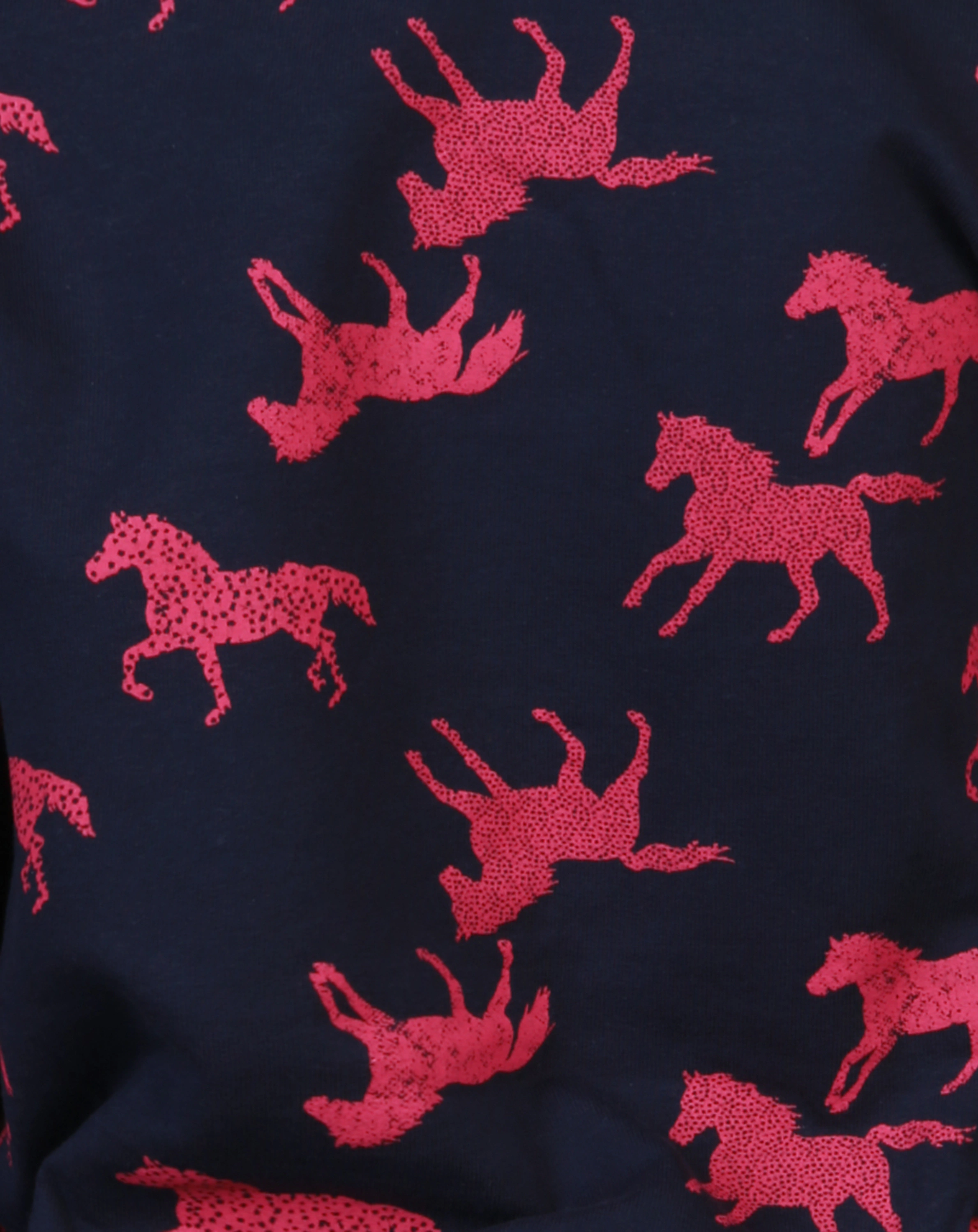 Langarm-Kleid HORSES AOP in navy