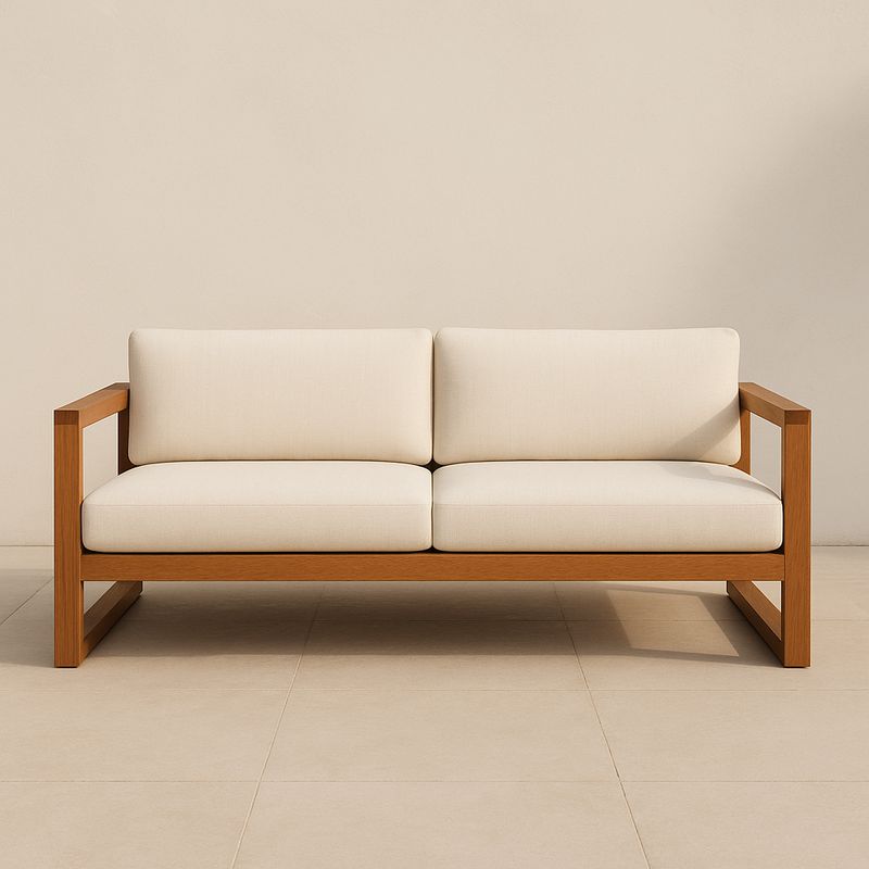 2-Sitzer Sofa Holzrahmen Beige Stoffbezug 155 cm
