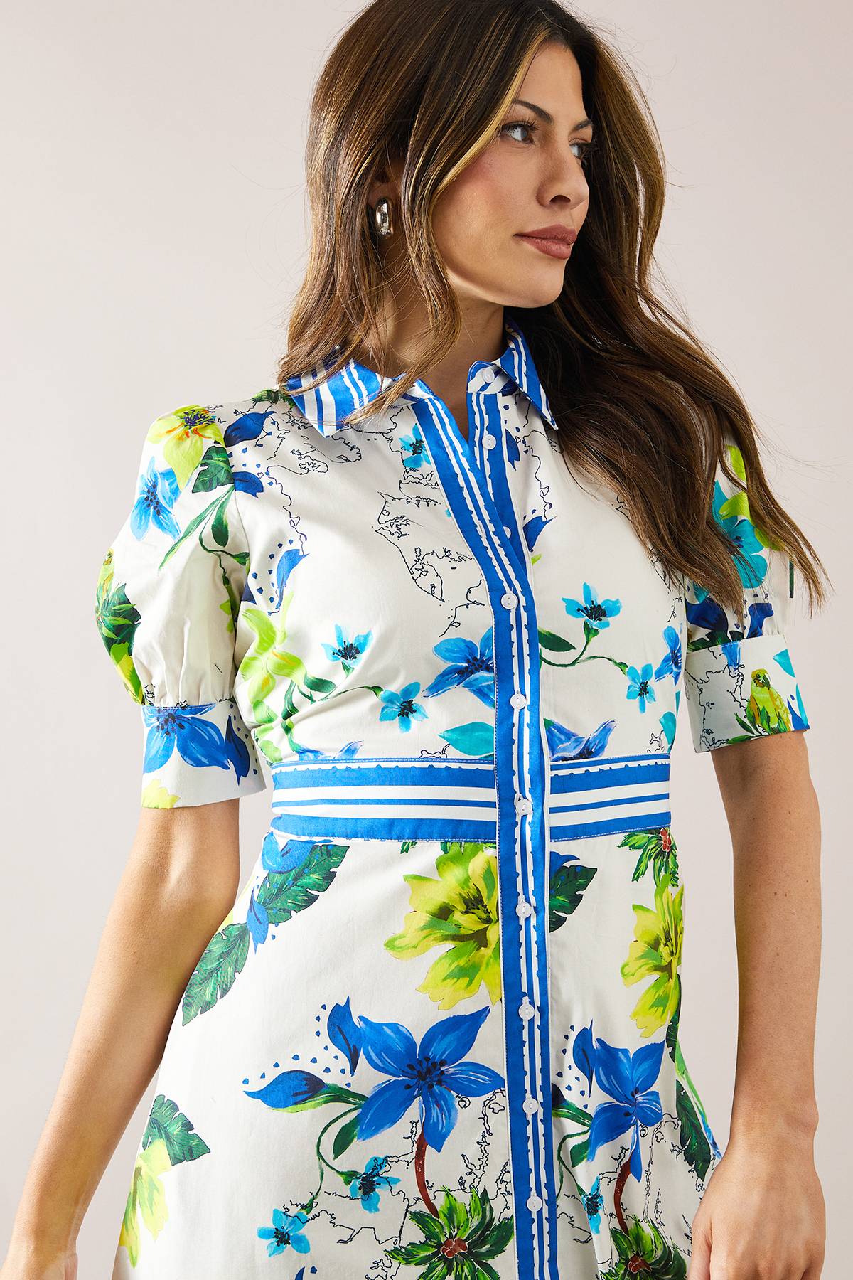 Wallis Robe Chemise Midi à Boutons Imprimé Fleuri
