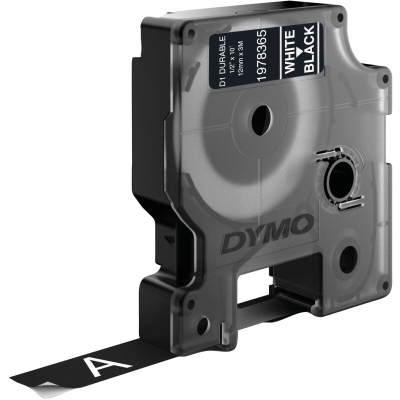 Rubans Dymo D1 12 mm Durable noir écriture blanche