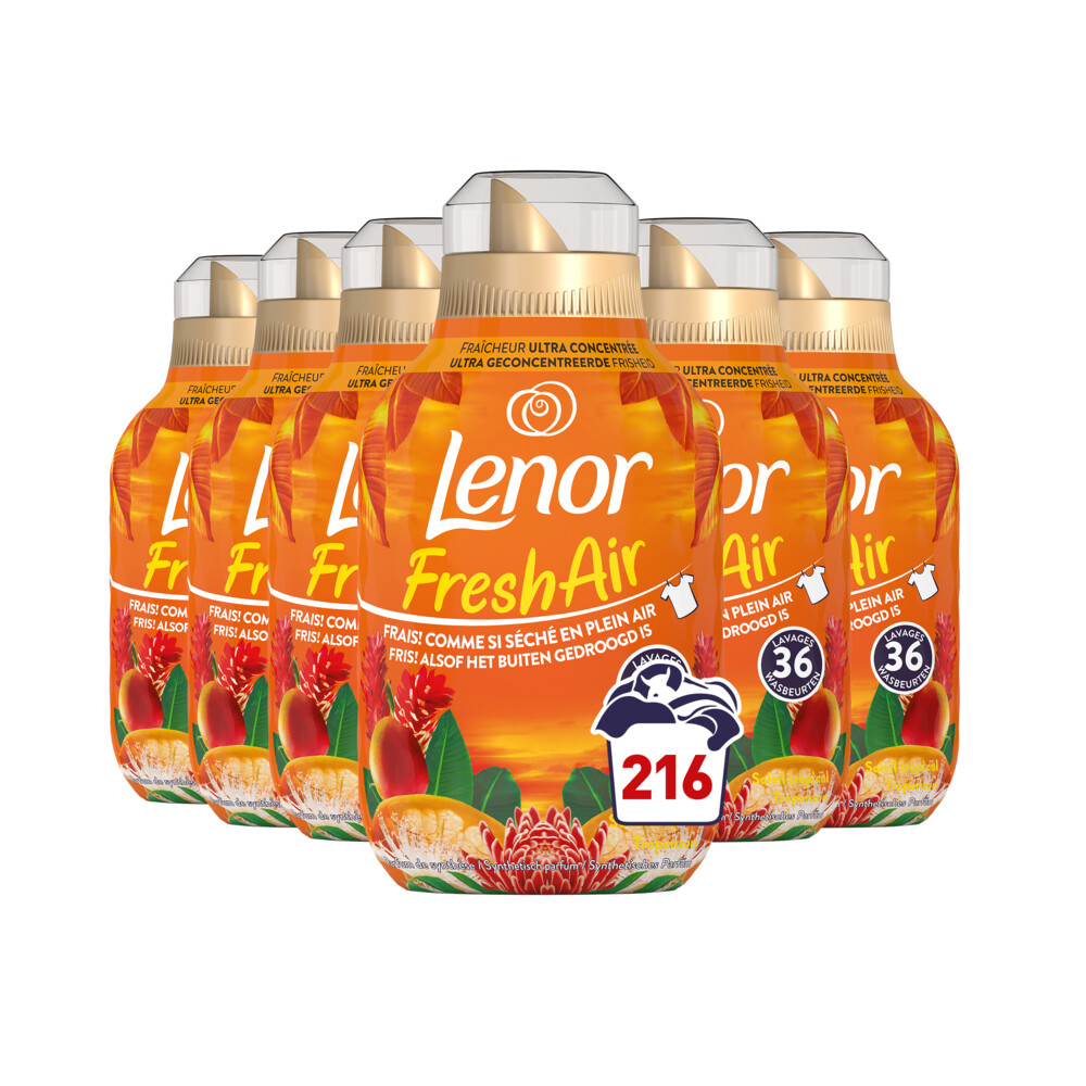 6x Lenor Wasverzachter Fresh Air Tropenzon 36 Wasbeurten504 ml