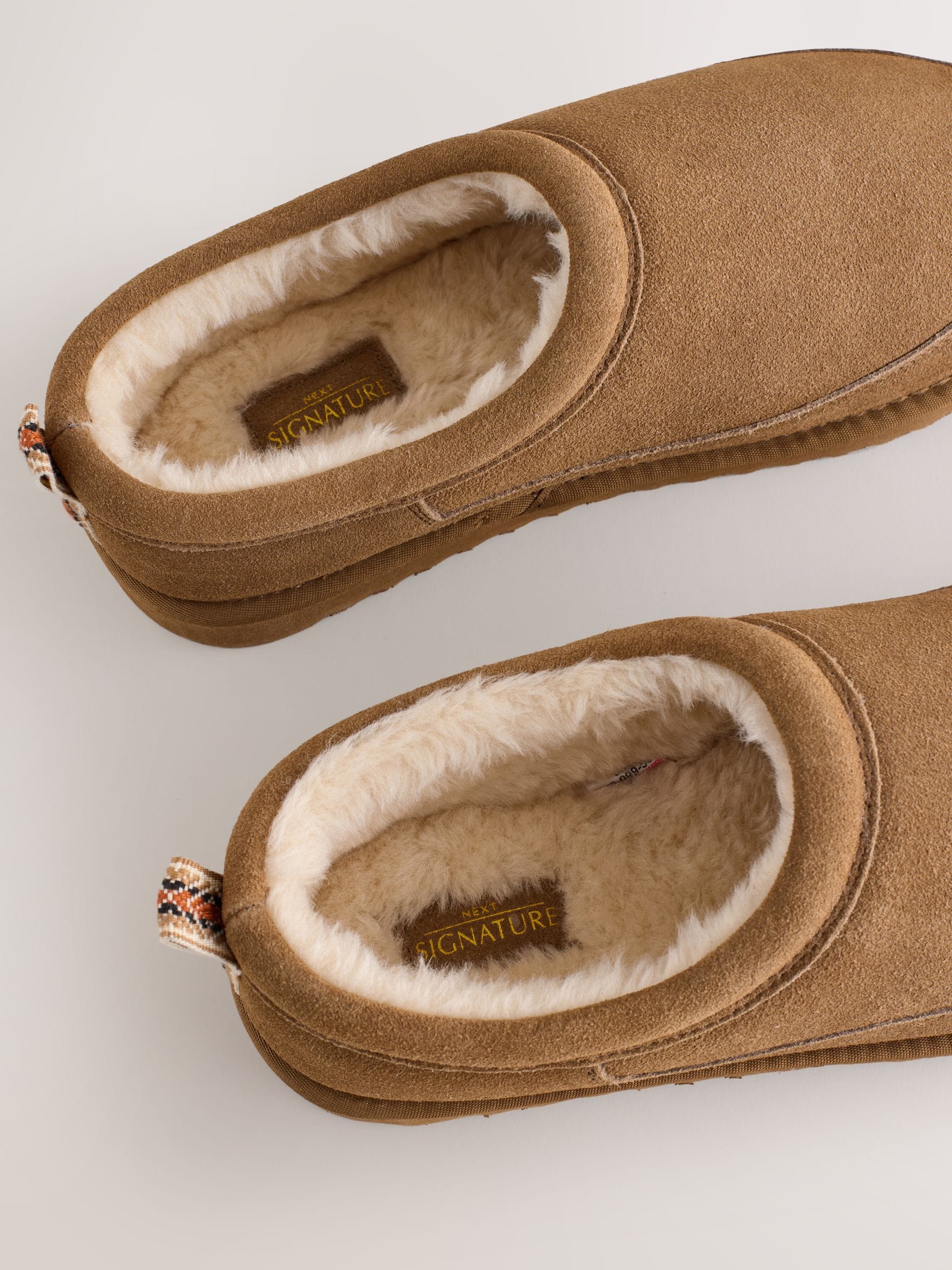 Taupe - Signature Suede Faux Fur Lined Slippers