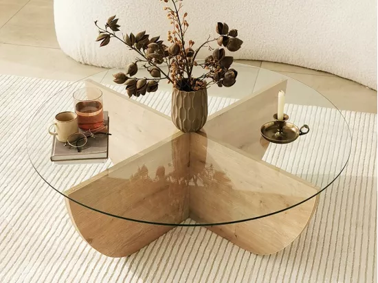 Table basse en verre trempé - Naturel clair et Transparent - AYSUN
