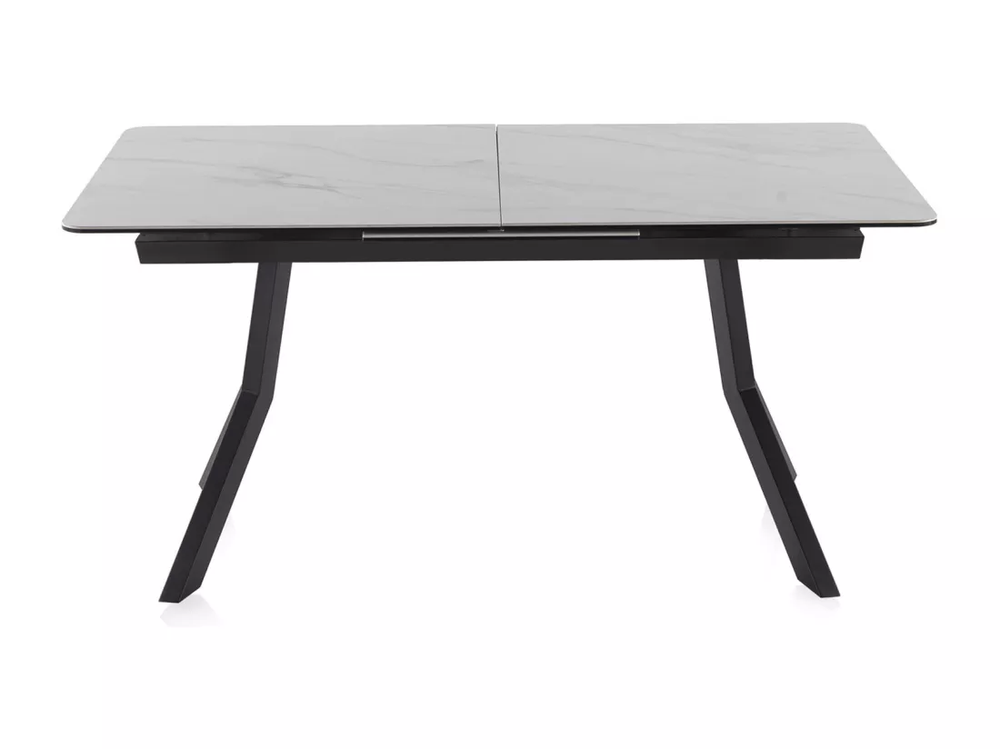 Table à rallonge en céramique blanche avec pieds en métal 160/210x90