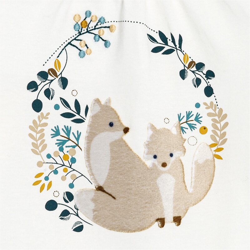 T-shirt renards blanc bébé fille Blanc