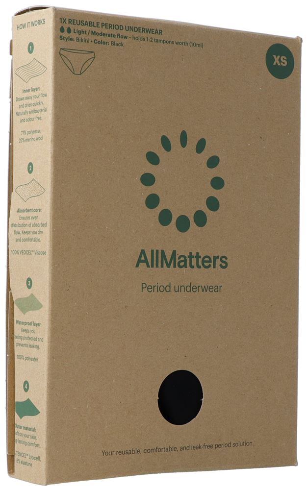 ALLMATTERS Periodenunterwäsche Slip<br>1 Stück, Karton, XS, light/moderate