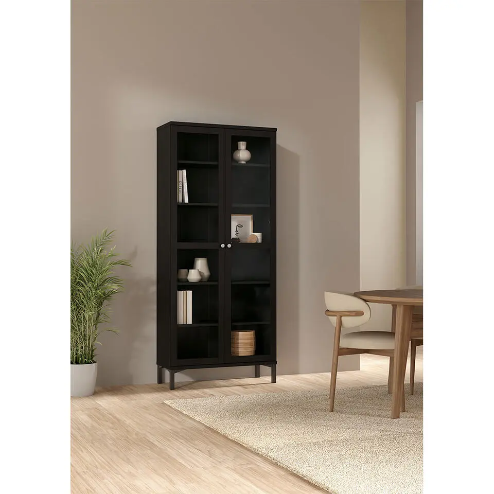 Hioshop Roma vitrinekast 2 deuren matzwart