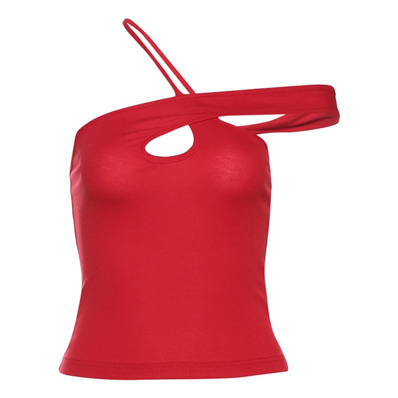 Sugarcoat - Slim-fit tanktop met gekruiste bandjes en effen kleur