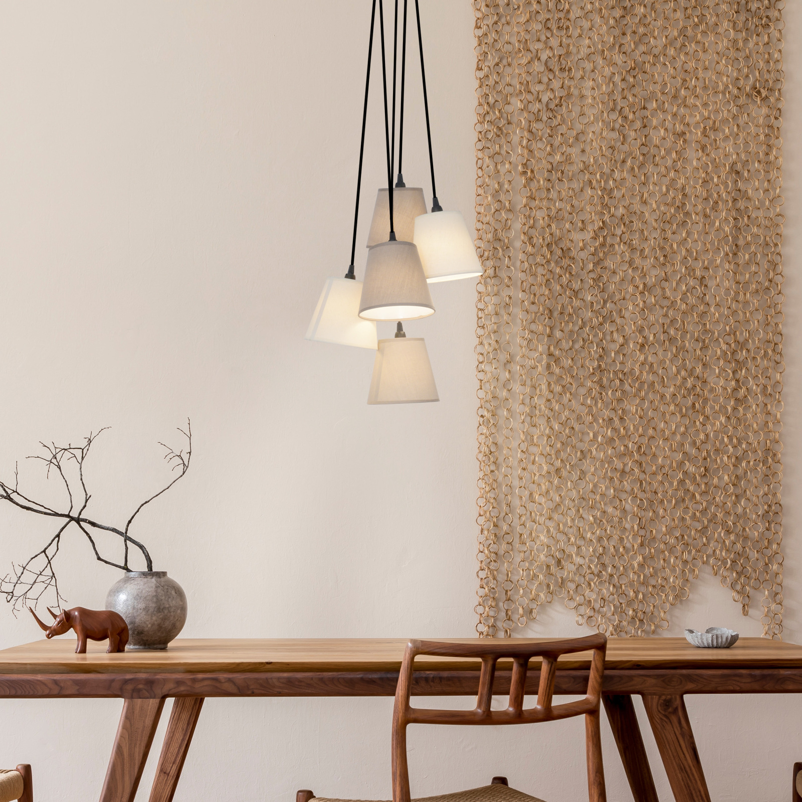 Pendelleuchte BOHO - beige - 5-flammig