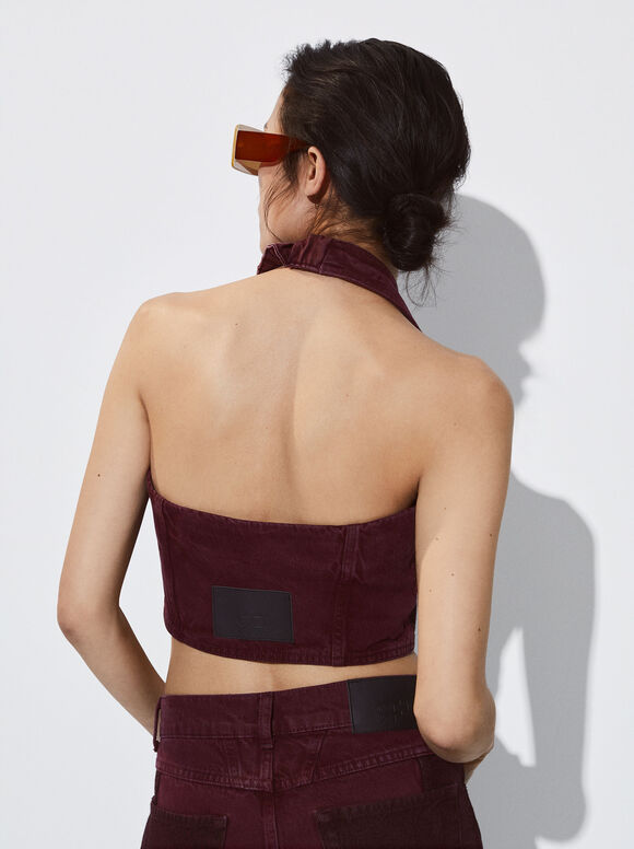 Top jeans color block - Violeta