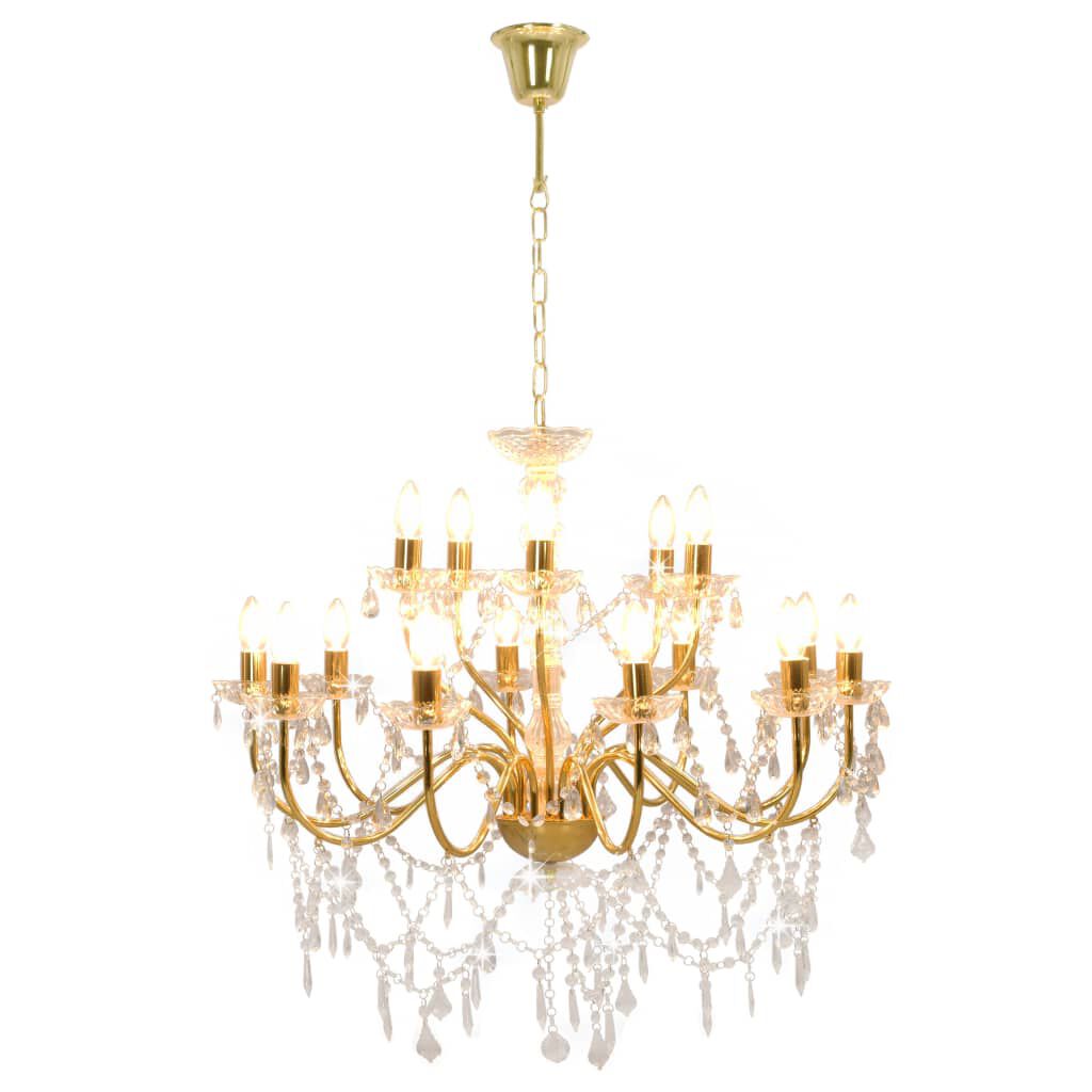 vidaXL 2-laags kroonluchter, goud, 15 E14-lampen