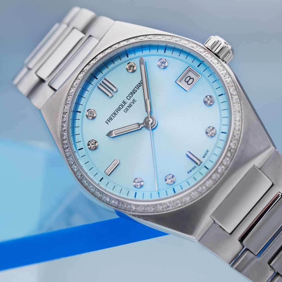 Frederique Constant Highlife Quartz Ladies Diamonds Blau