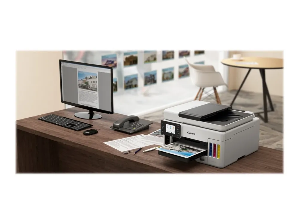Canon MAXIFY GX6050 - Multifunktionsprinter - farve - blækprinter - kan genopfyldes - Legal (216 x 356 mm)/A4 (210 x 297 mm) (original) - A4/Legal (medie) - op til 24 ipm (udskriver) - 350 ark - LAN, Wi-Fi(n), USB 2.0, USB vært