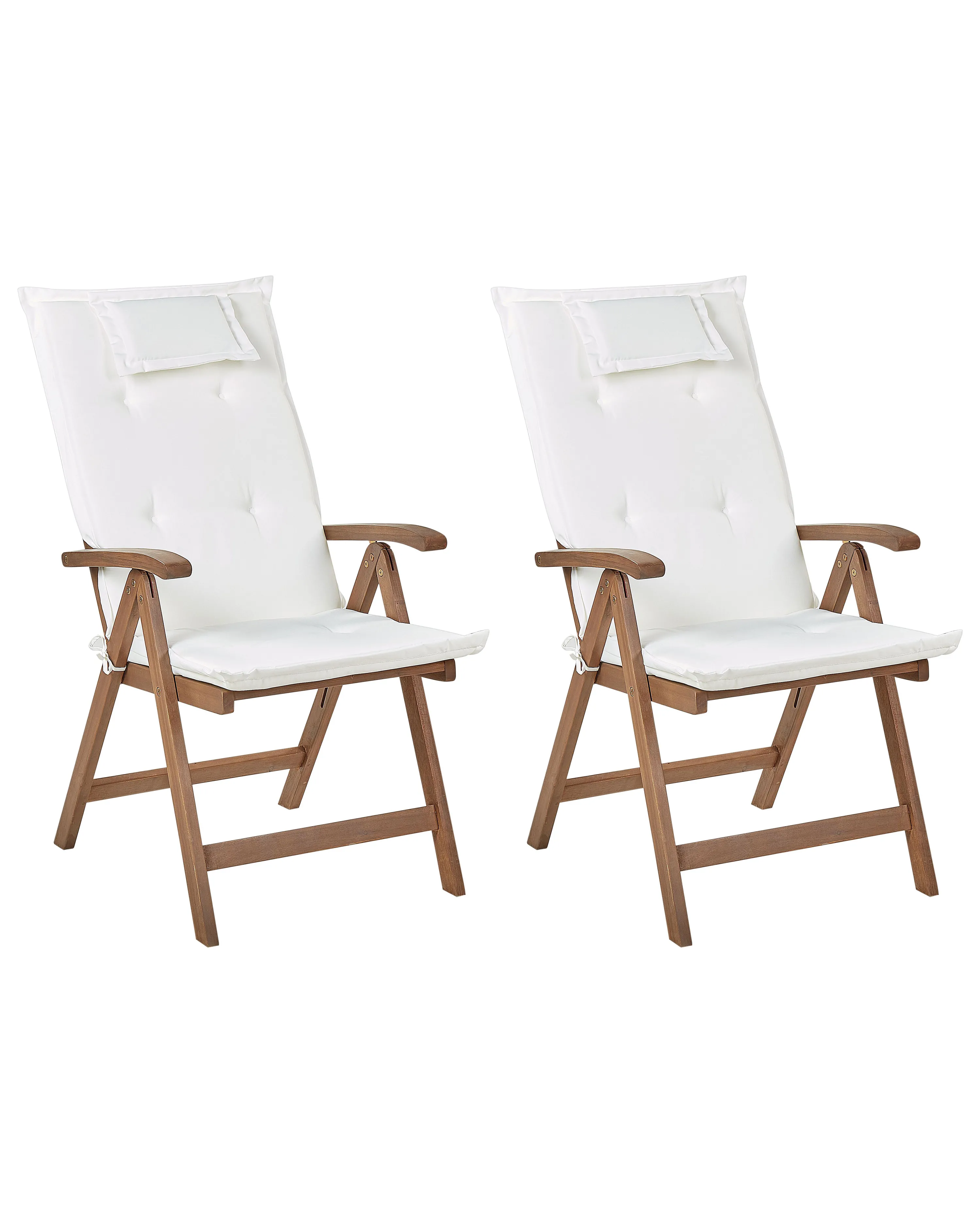 Set van 2 stoelen met zitkussen AMANTEA Acaciahout Gebroken wit