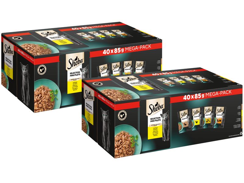 Sheba Nassfutter Sélection in Sauce 2x 40 x 85 g Nassfutter für erwachsene Katzen