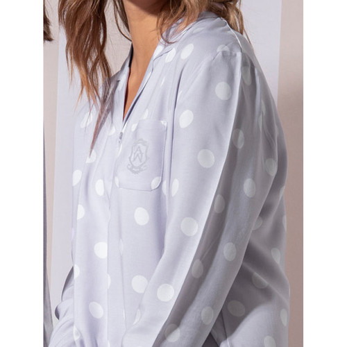 Admas - Camisón de manga larga Classic Dots Gris