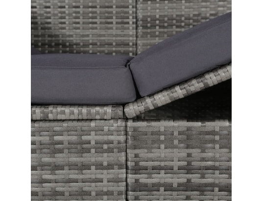 VIDAXL - Lit de jardin avec auvent gris 205x62 cm résine tressée