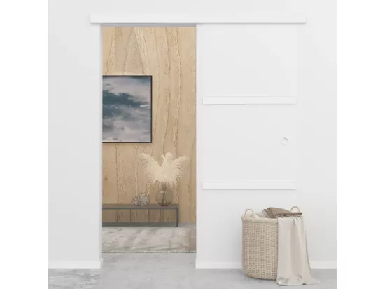 Porte coulissante à butées Verre ESG et aluminium 76x205 cm