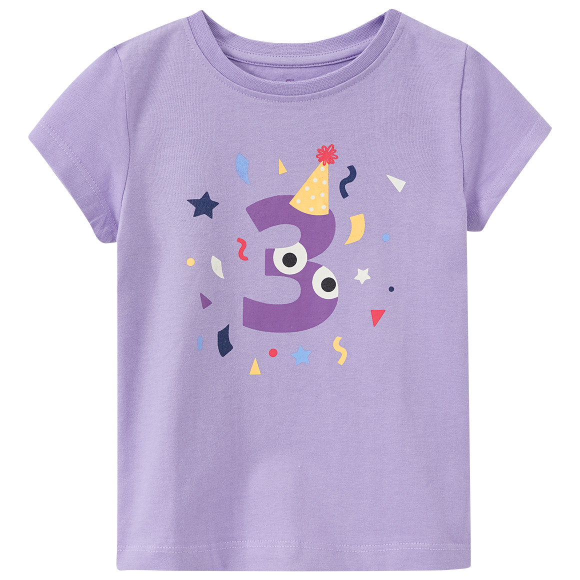 Topolino Mädchen T-Shirt mit Geburtstagszahl 3 helllila