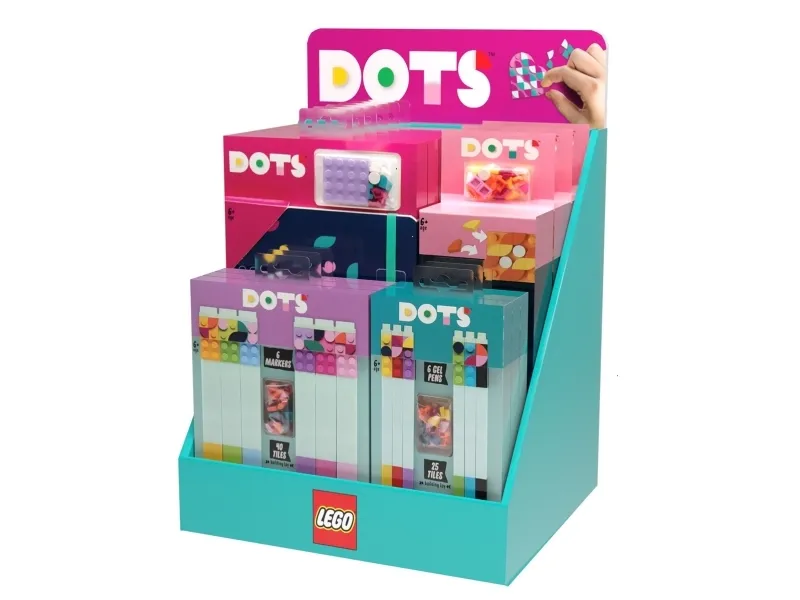 LEGO DOTS Diskdisplay 15 enheder - 6 notesbøger m charms 3 Markers 3 gel pens 3 pencils