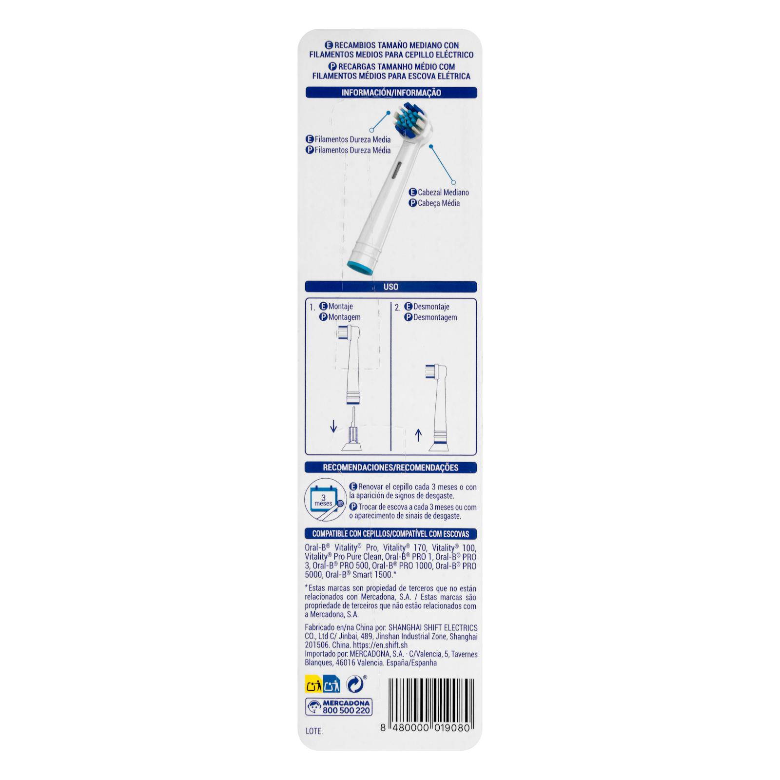 Pièces de rechange pour brosse à dents électrique Deliplus, taille moyenne