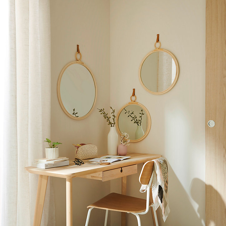 Miroir rond en rotin naturel Ø37 x H.43 cm