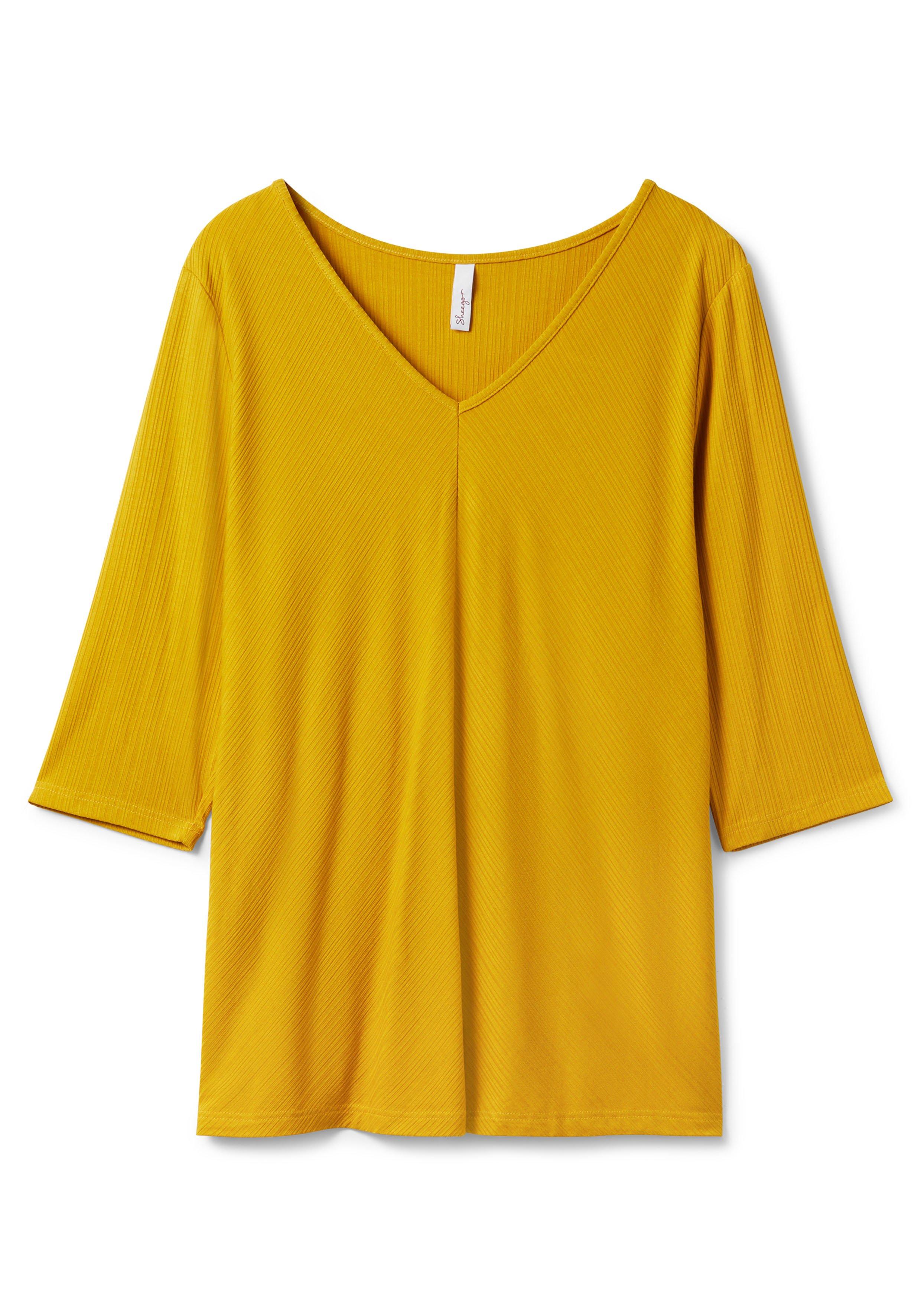 Shirt mit 3/4-Ärmeln und V-Ausschnitt