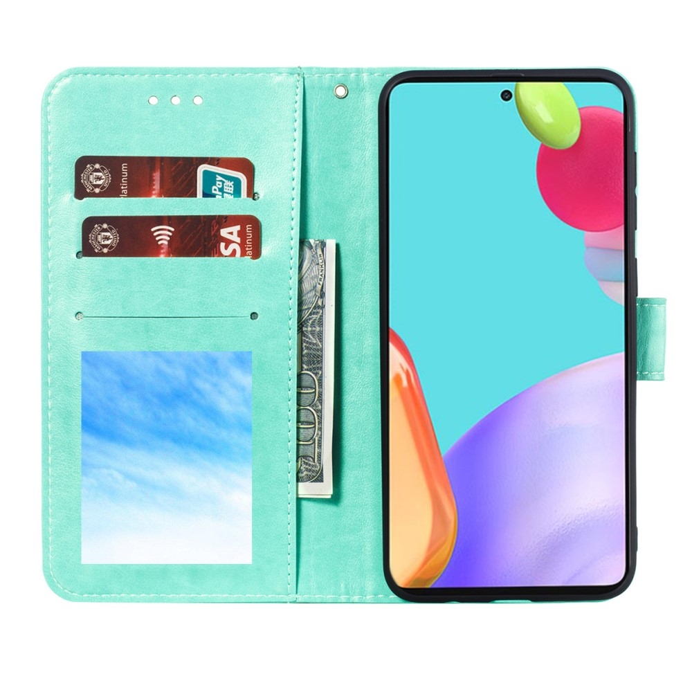 Samsung Galaxy A52s 5G / A52 (5G) Leder Tasche Wallet - Mandala Flowers Imprint - Türkis