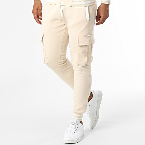 Ensemble Veste Boutonnée Et Pantalon Cargo Beige