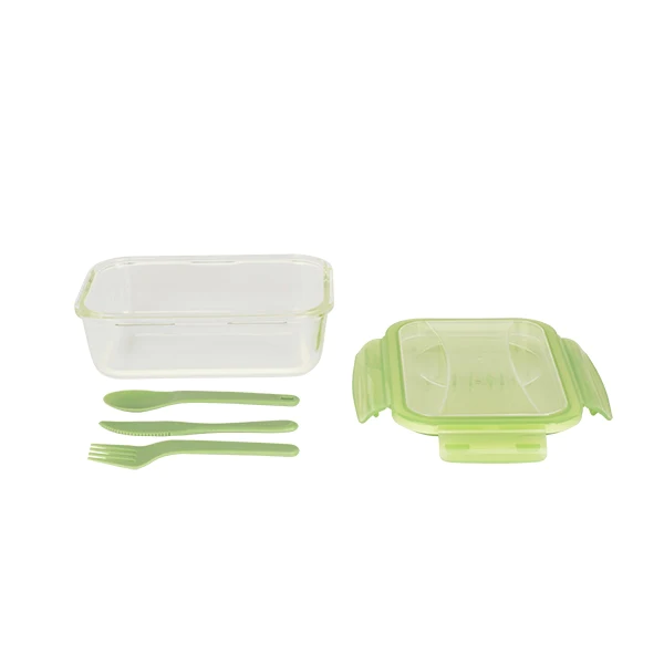 Lunch box verre avec couverts plastique Pebbly