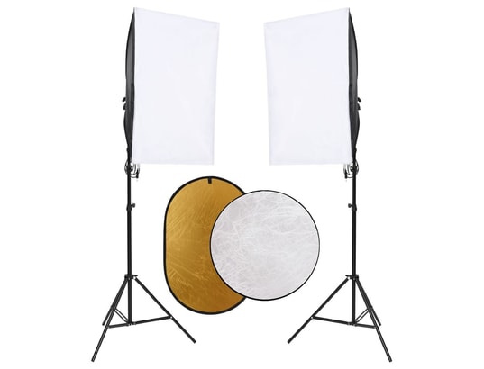 VIDAXL - Flash Kit de studio photo avec éclairage toile de fond et réflecte...